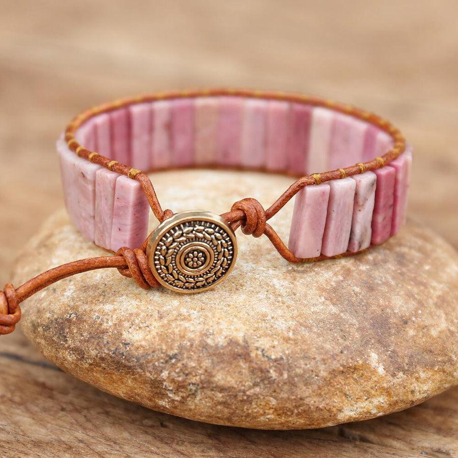 Bracelet manchette en Rhodonite naturelle