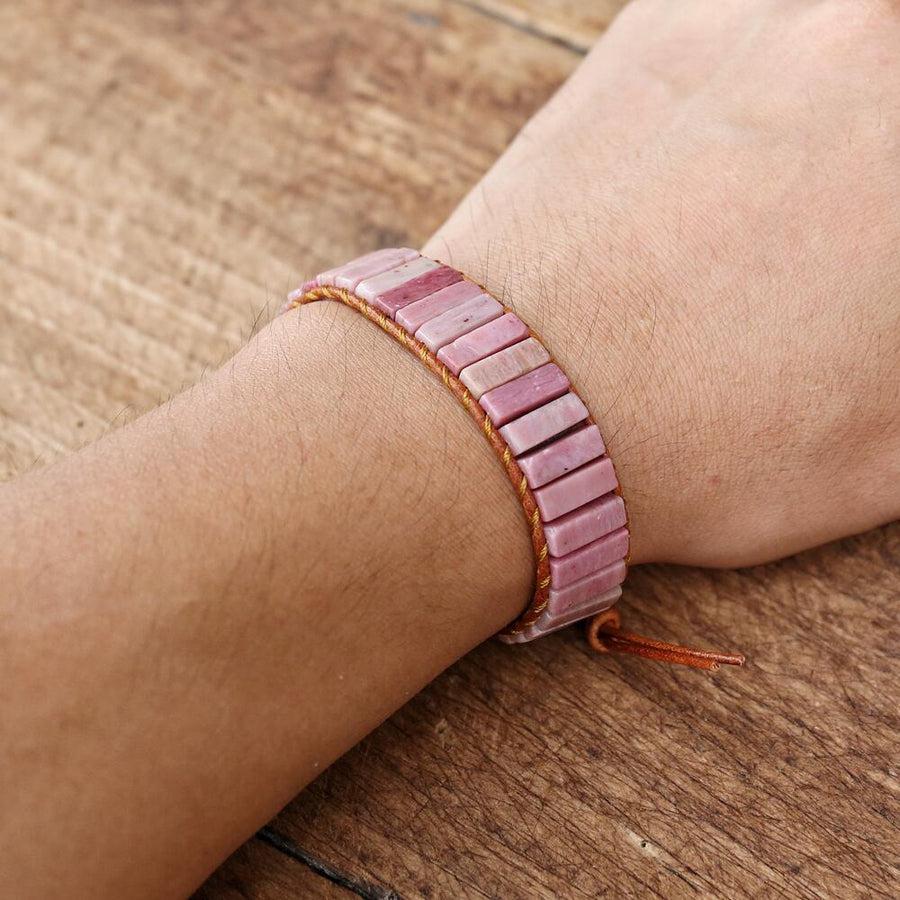Bracelet manchette en Rhodonite naturelle