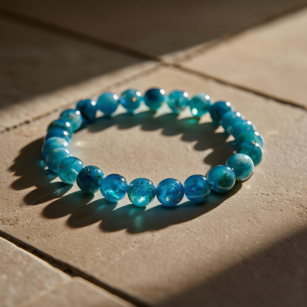 Bracelet «Minceur» en Apatite pour la perte de poids - Perles 8 mm