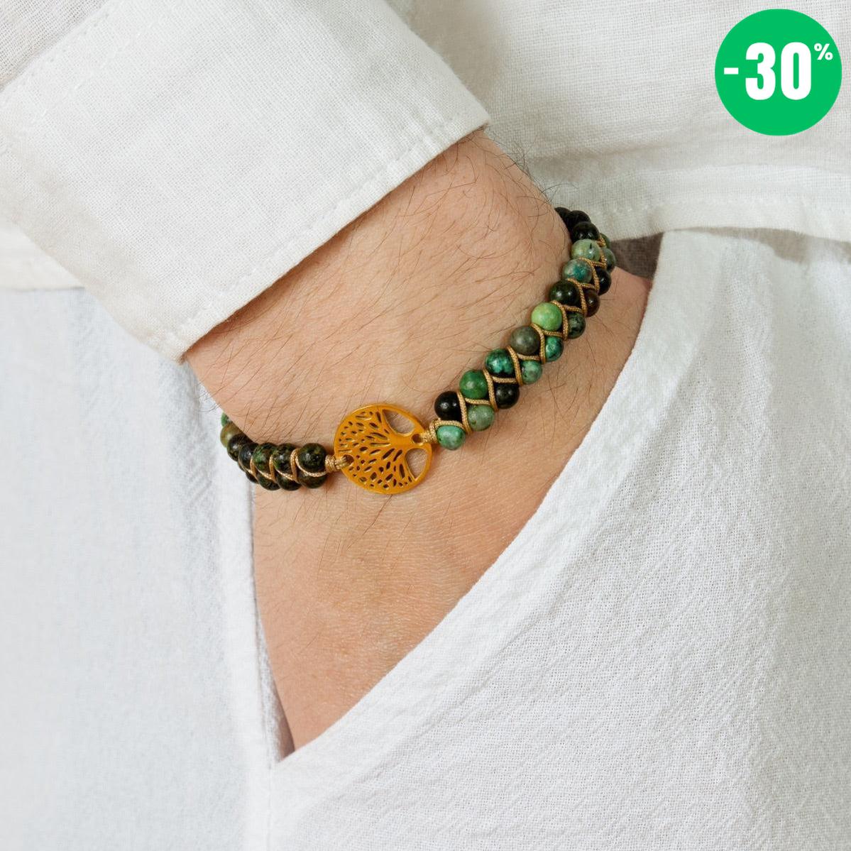 Bracelet «Mission de Vie» en pierres de Jaspe africain et Arbre de vie