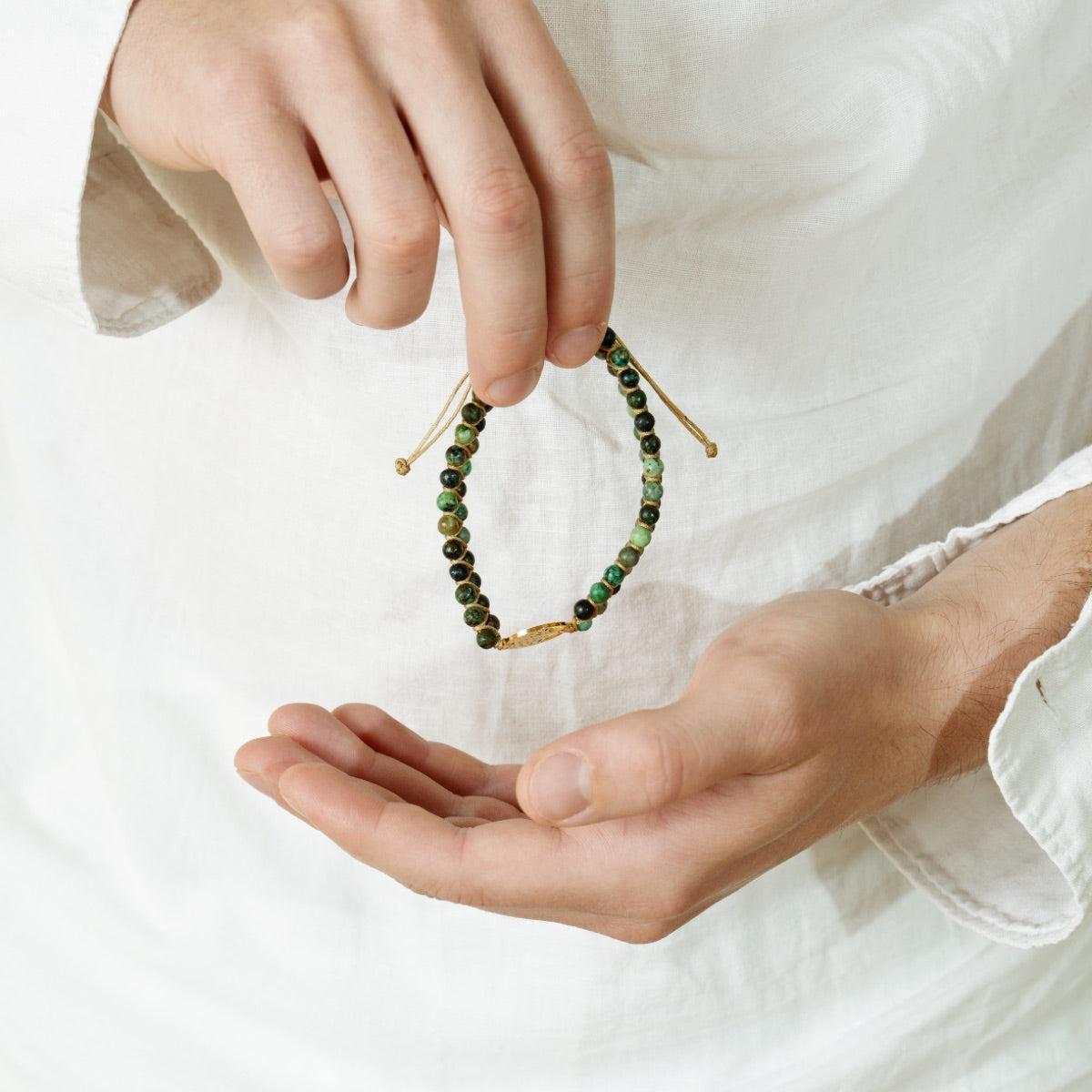 Bracelet «Mission de Vie» en pierres de Jaspe africain et Arbre de vie