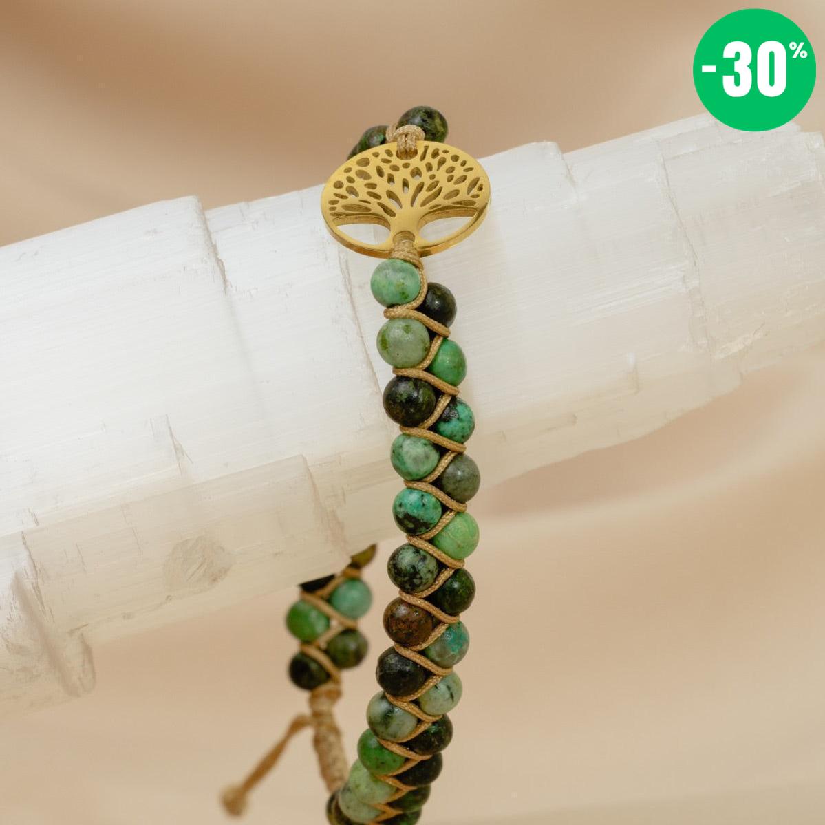 Bracelet «Mission de Vie» en pierres de Jaspe africain et Arbre de vie