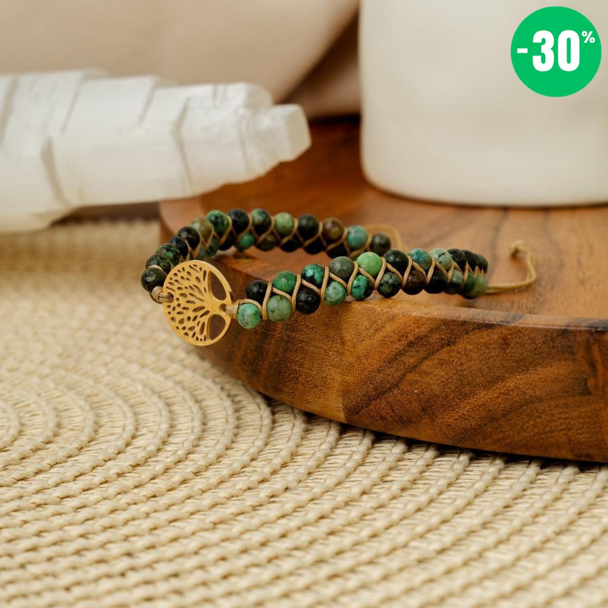 Bracelet «Mission de Vie» en pierres de Jaspe africain et Arbre de vie