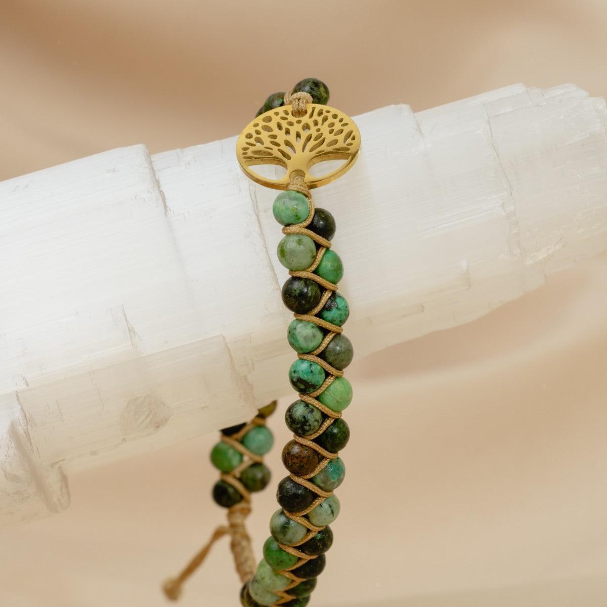 Bracelet «Mission de Vie» en pierres de Jaspe africain et Arbre de vie