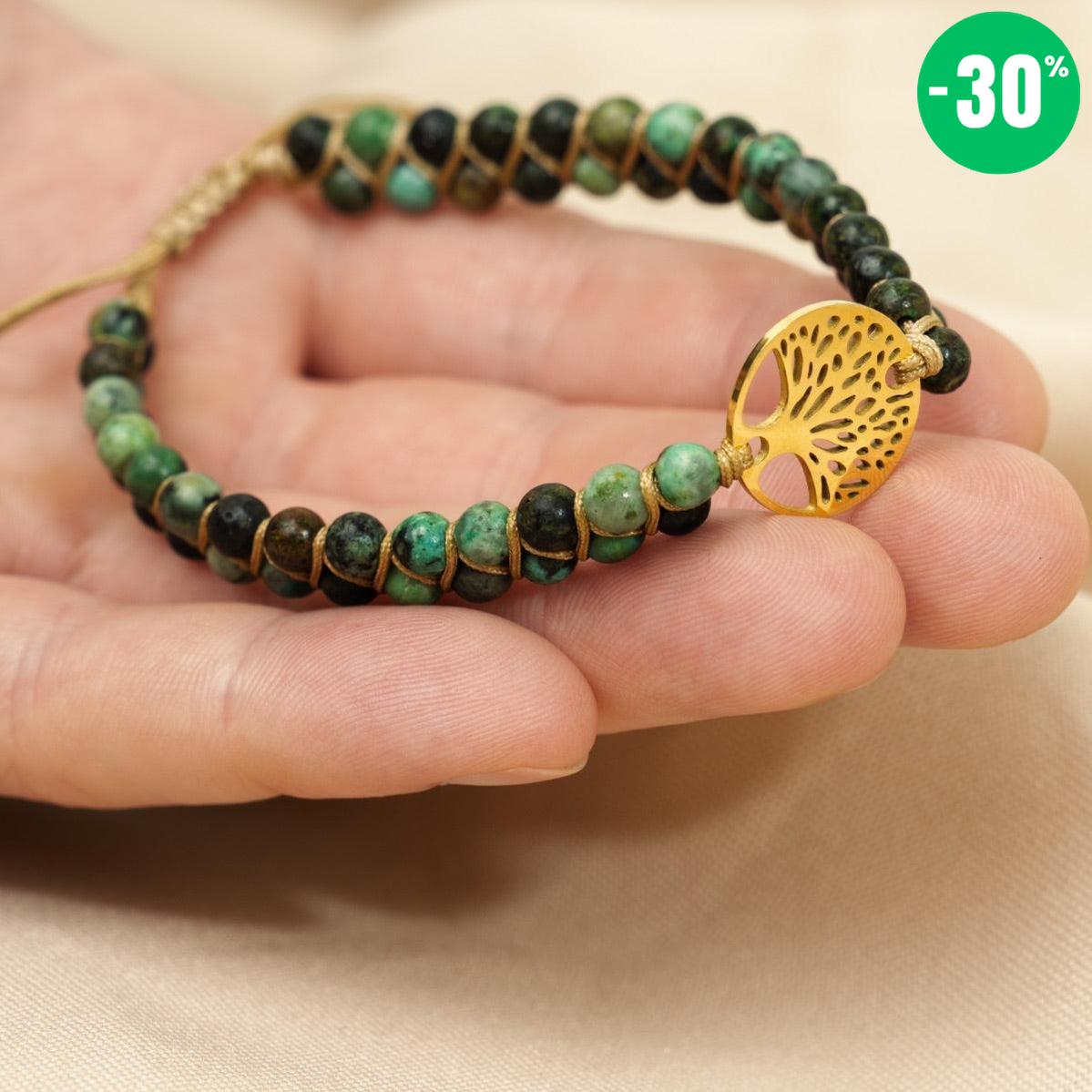 Bracelet «Mission de Vie» en pierres de Jaspe africain et Arbre de vie