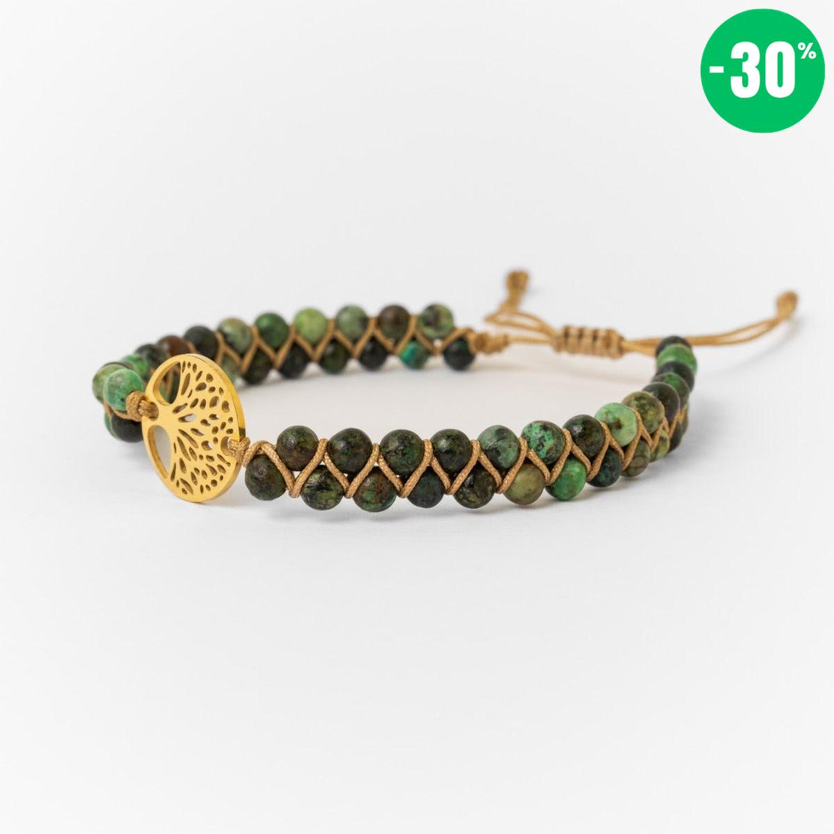 Bracelet «Mission de Vie» en pierres de Jaspe africain et Arbre de vie