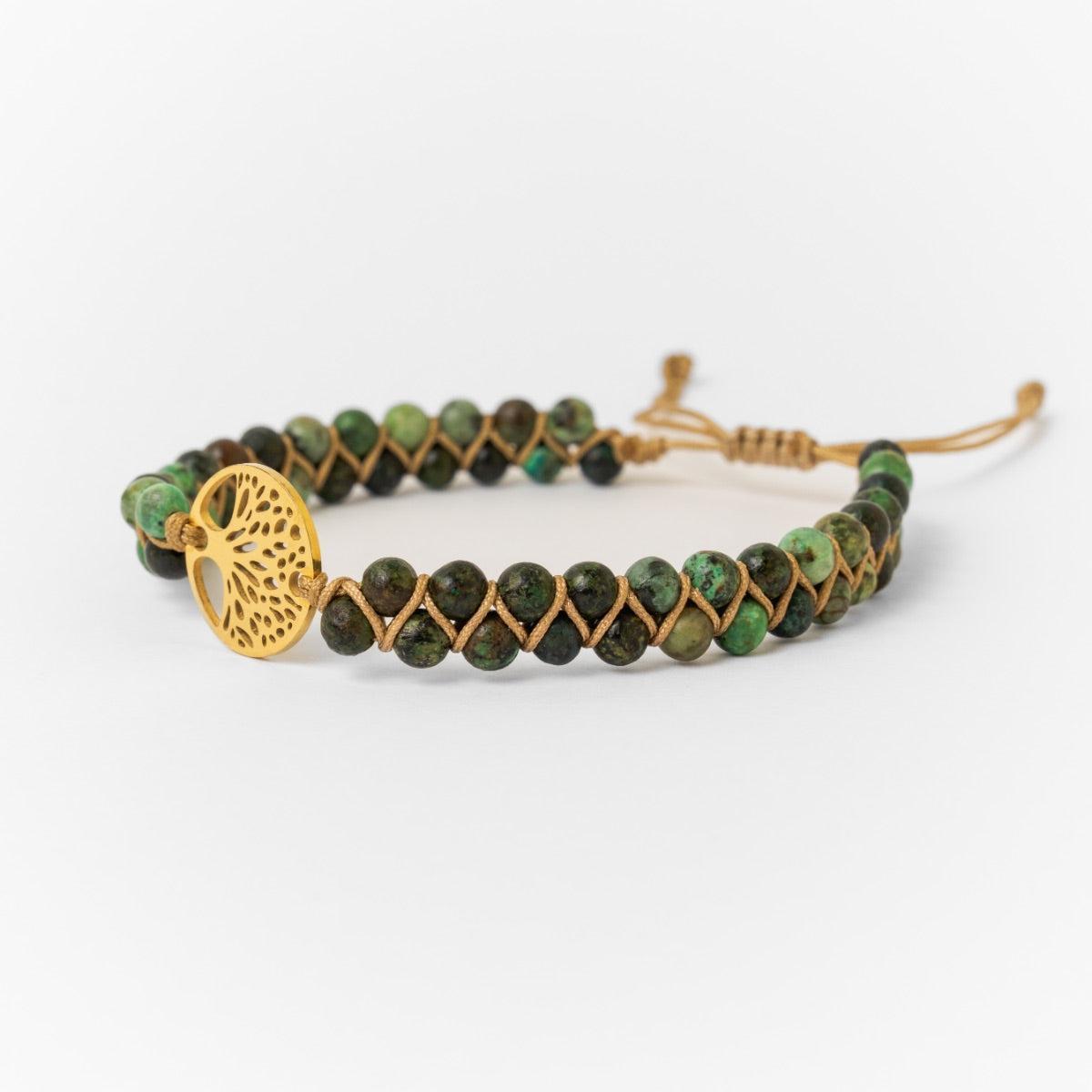 Bracelet «Mission de Vie» en pierres de Jaspe africain et Arbre de vie