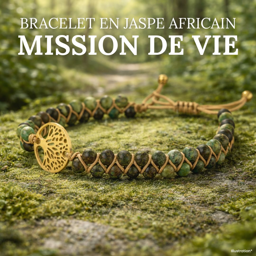 Bracelet «Mission de Vie» en pierres de Jaspe africain et Arbre de vie
