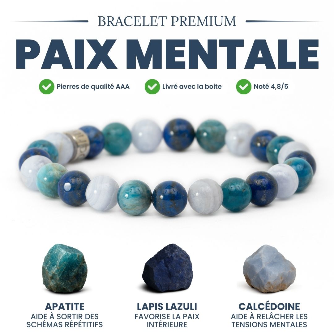 Bracelet « Paix mentale » en Apatite, Lapis Lazuli et Calcédoine