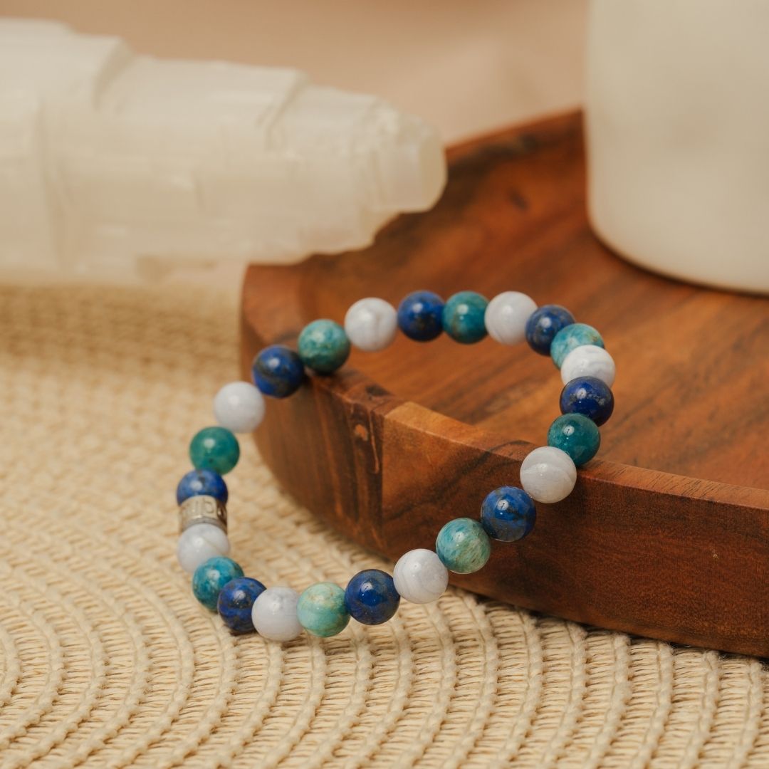 Bracelet « Paix mentale » en Apatite, Lapis Lazuli et Calcédoine