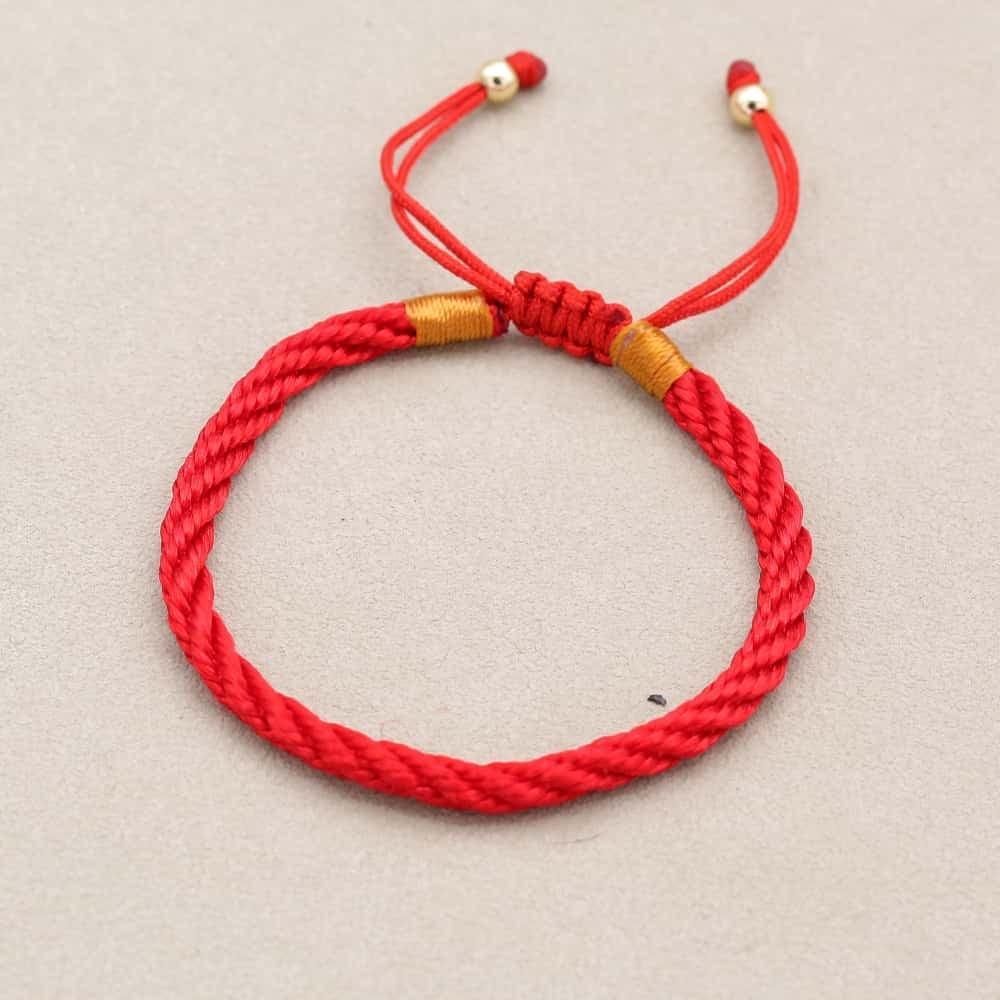 Bracelet Porte Bonheur en corde tressé rouge