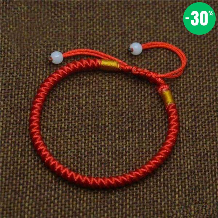 Bracelet Porte Bonheur en corde tressé rouge