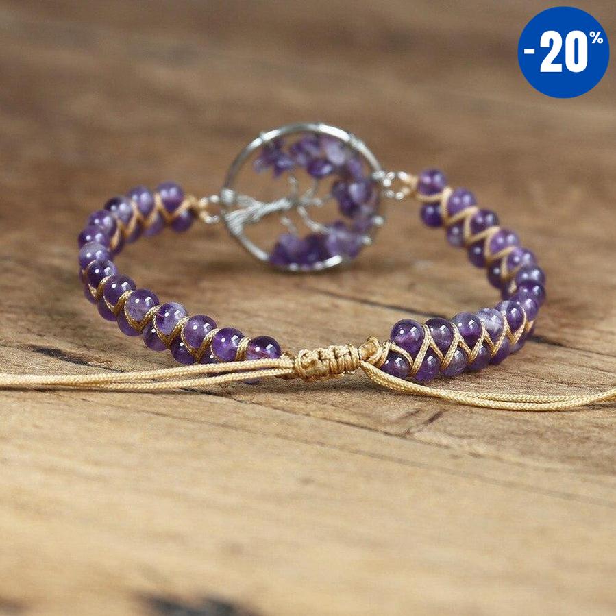 Bracelet Shamballa « Arbre de vie » en Améthyste