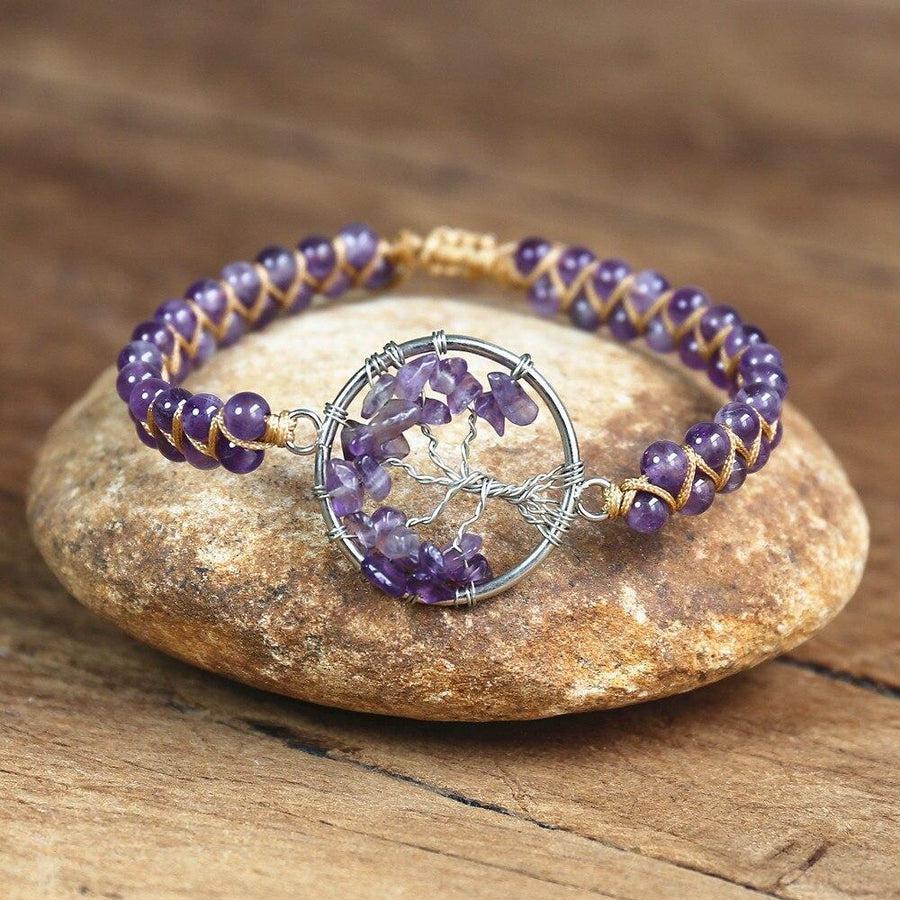 Bracelet Shamballa « Arbre de vie » en Améthyste