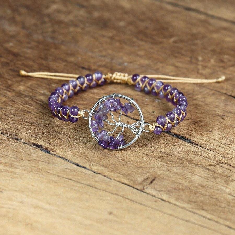 Bracelet Shamballa « Arbre de vie » en Améthyste