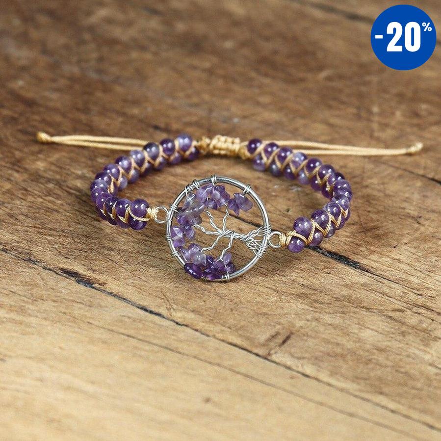 Bracelet Shamballa « Arbre de vie » en Améthyste