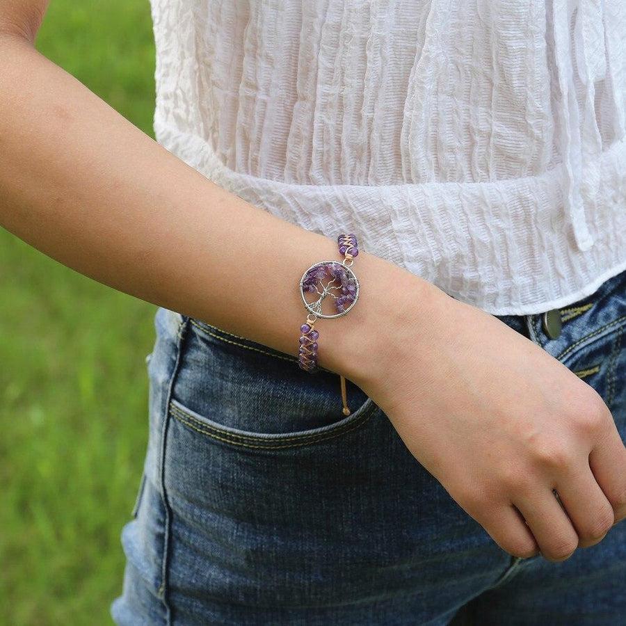 Bracelet Shamballa « Arbre de vie » en Améthyste