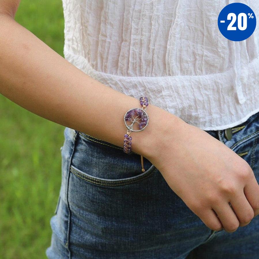 Bracelet Shamballa « Arbre de vie » en Améthyste