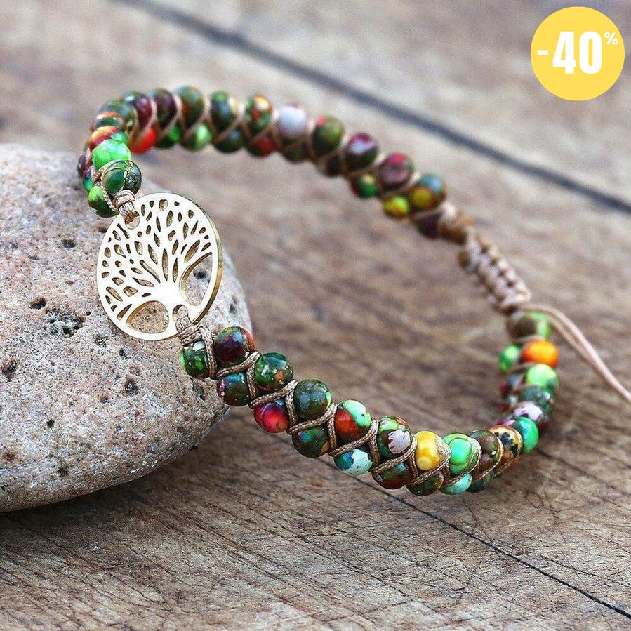 Bracelet Shamballa « Arbre de vie » en Jaspe impérial