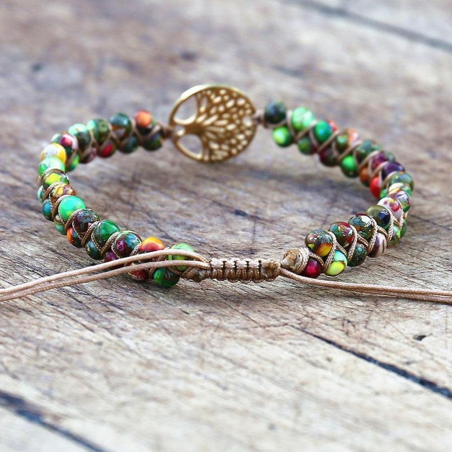 Bracelet Shamballa « Arbre de vie » en Jaspe impérial