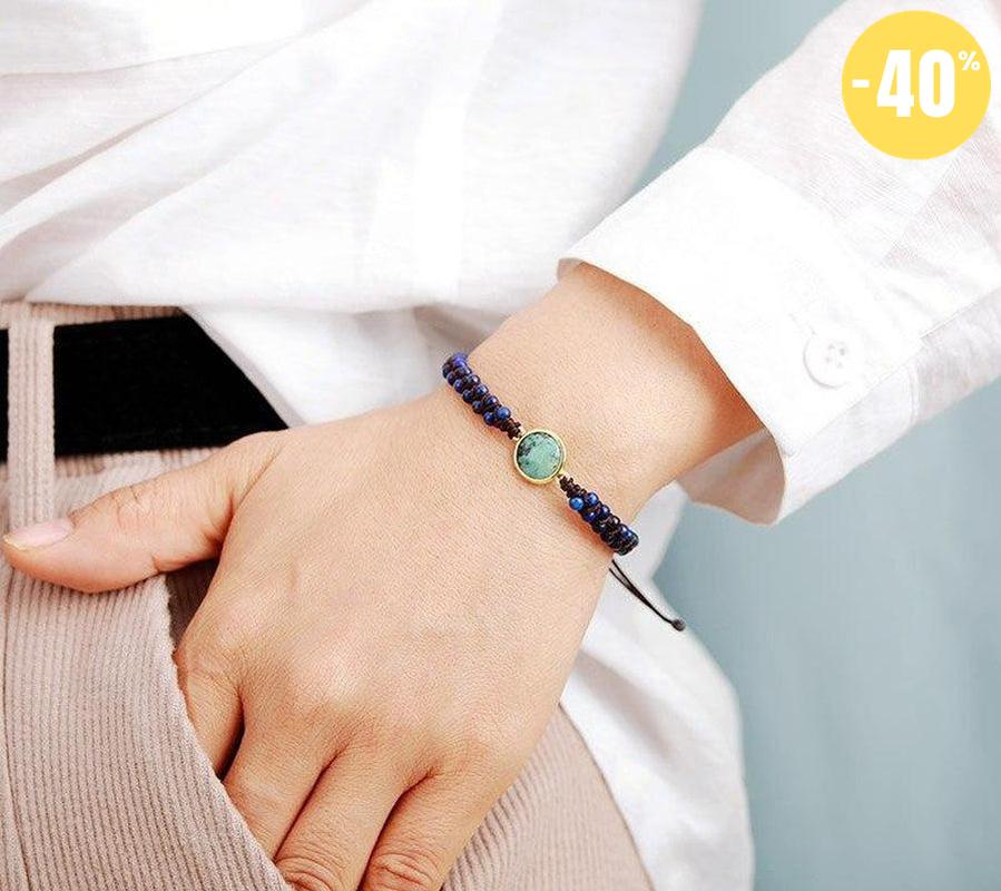 Bracelet Shamballa en Lapis Lazuli et Jaspe africain