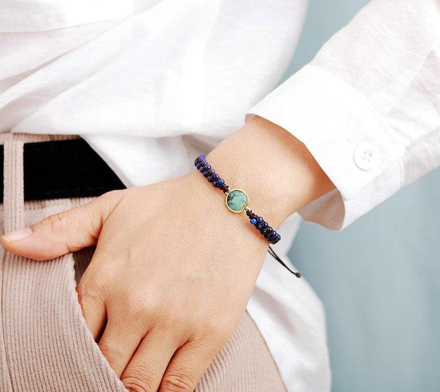 Bracelet Shamballa en Lapis Lazuli et Jaspe africain