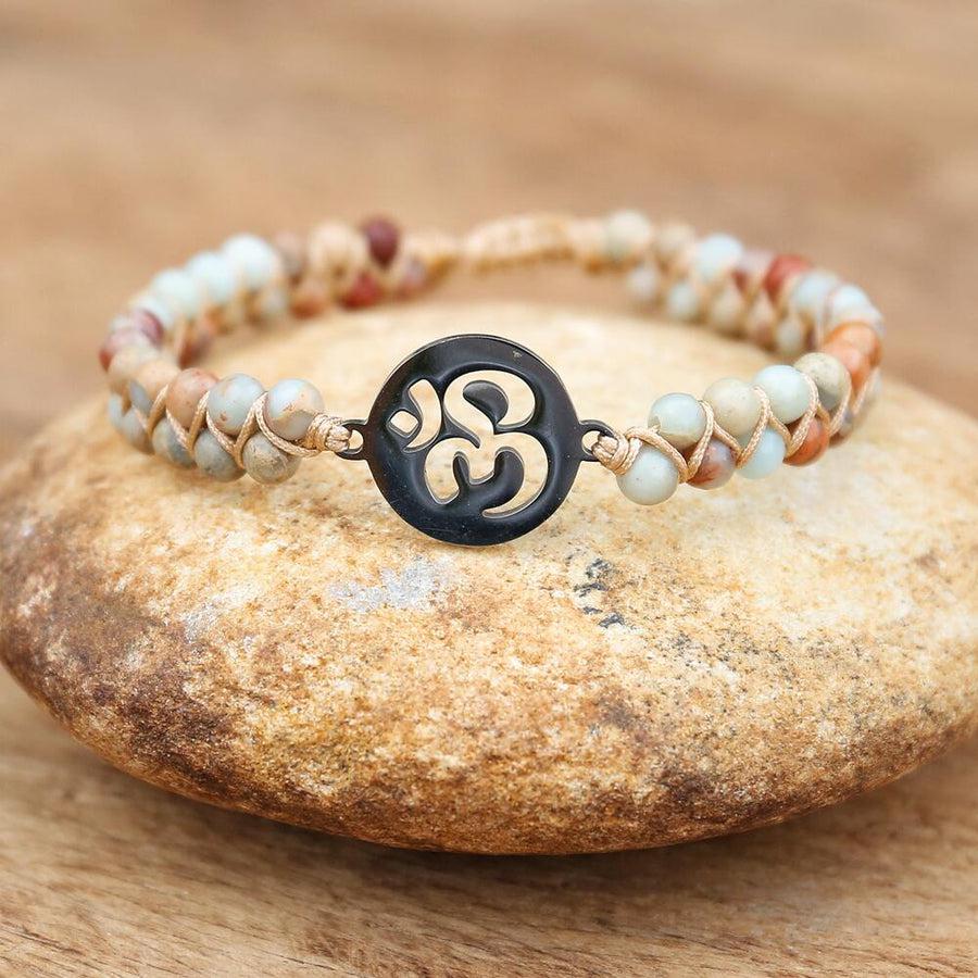 Bracelet Shamballa « Om » en pierres de Jaspe