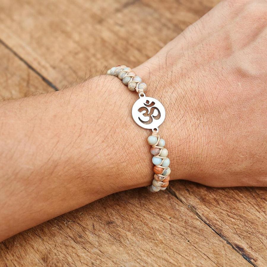 Bracelet Shamballa « Om » en pierres de Jaspe