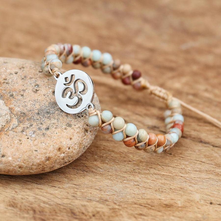 Bracelet Shamballa « Om » en pierres de Jaspe