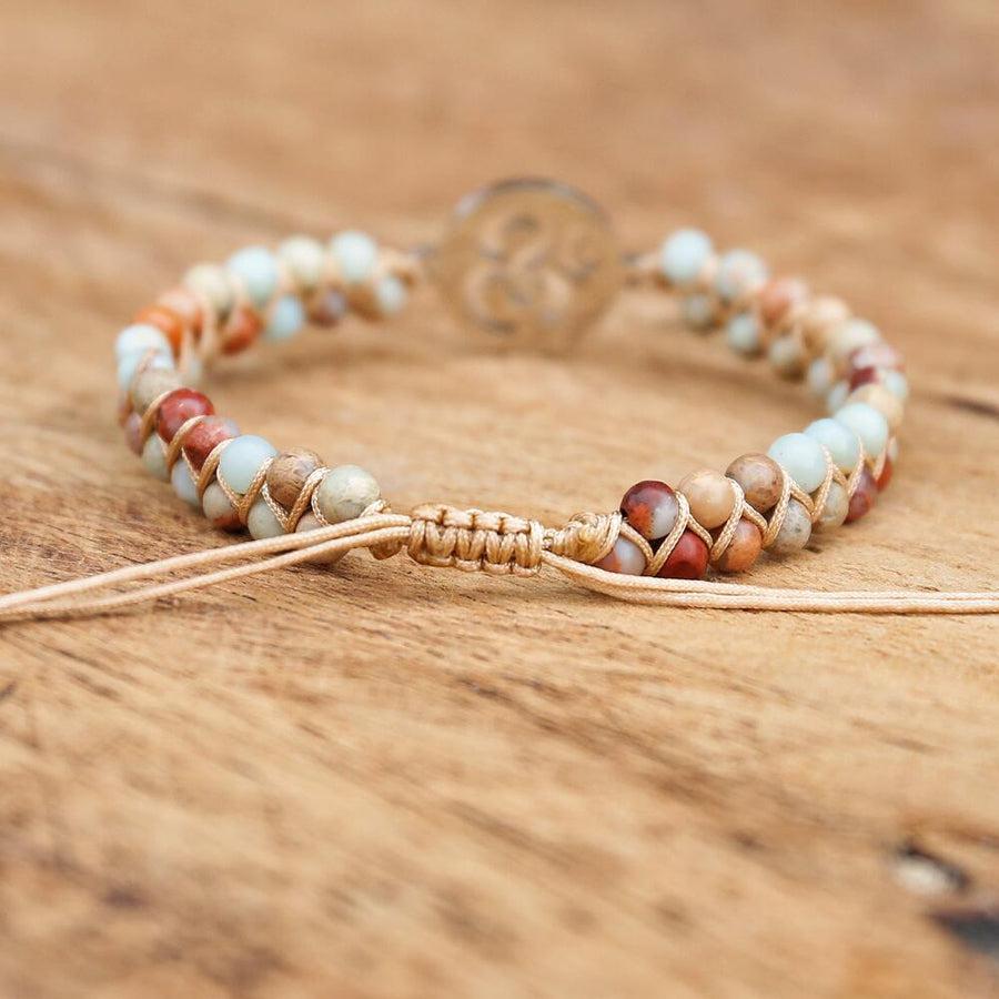 Bracelet Shamballa « Om » en pierres de Jaspe