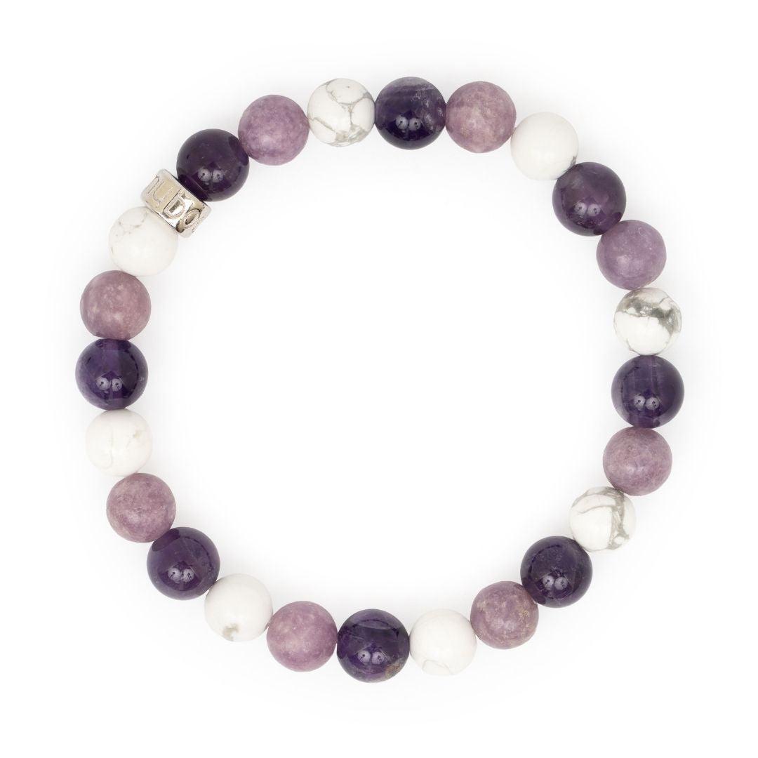 Bracelet « Sommeil apaisé » en Améthyste, Howlite et Lépidolite