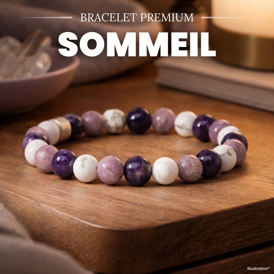 Bracelet « Sommeil apaisé » en Améthyste, Howlite et Lépidolite