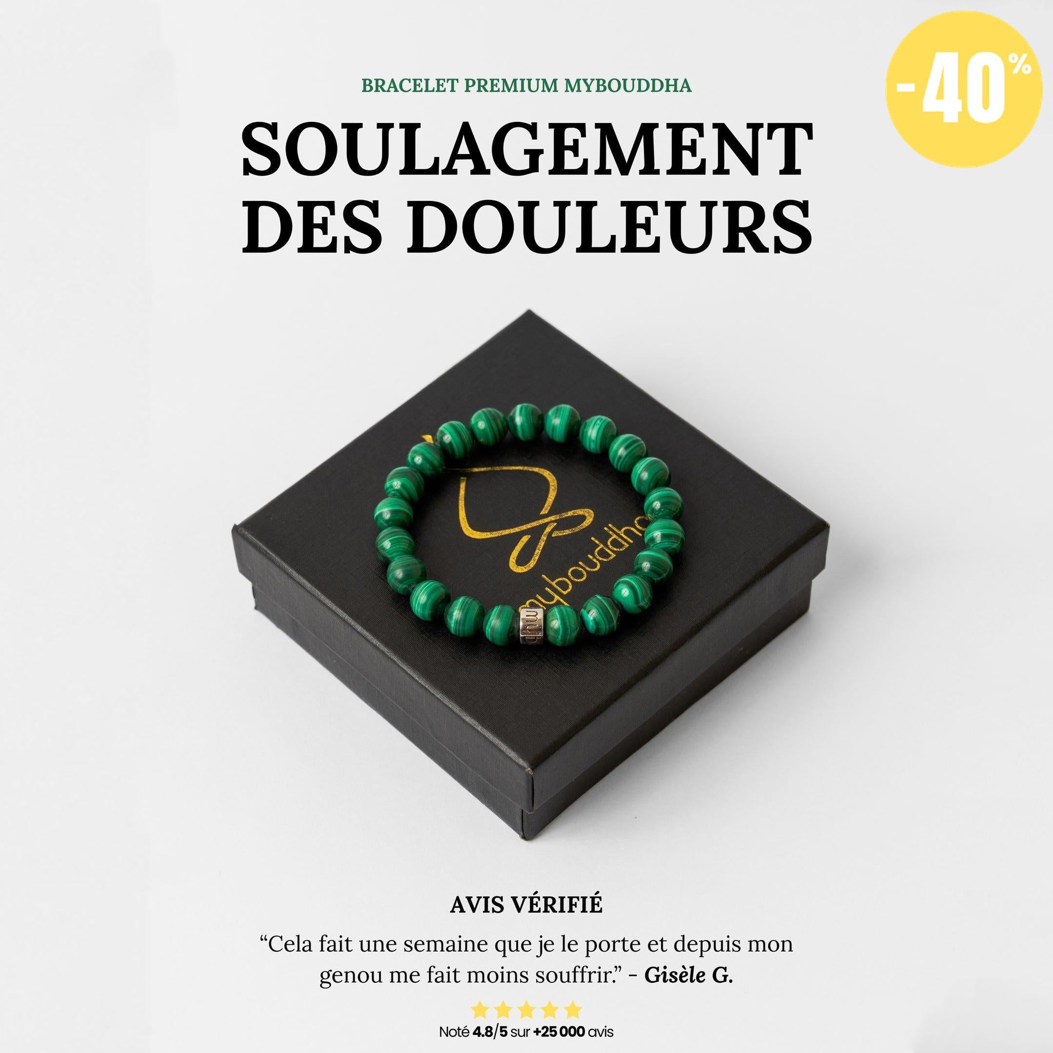 Bracelet « Soulagement des douleurs » en Malachite