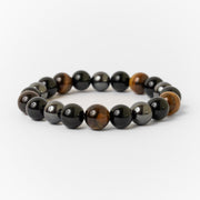 Bracelet «Triple protection» en obsidienne noire, oeil de tigre et hématite.