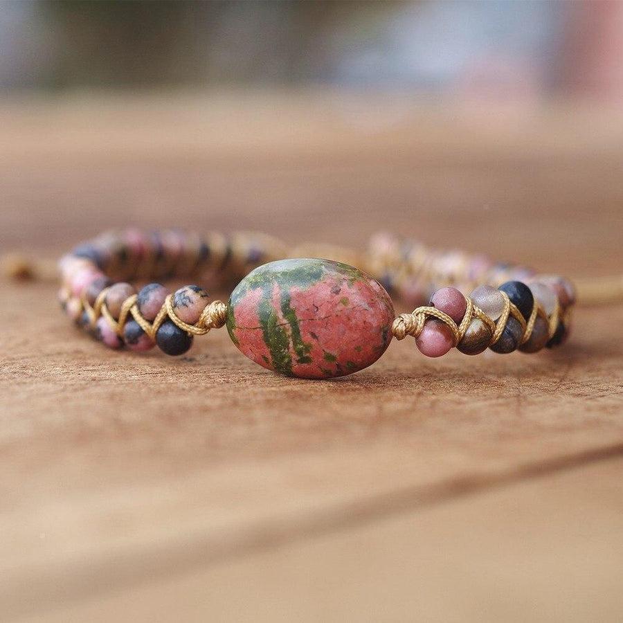 Bracelet type Shamballa en Jaspe et Rhodonite