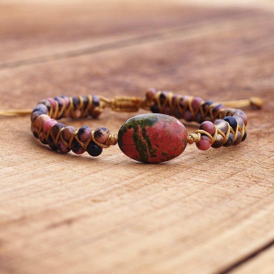 Bracelet type Shamballa en Jaspe et Rhodonite