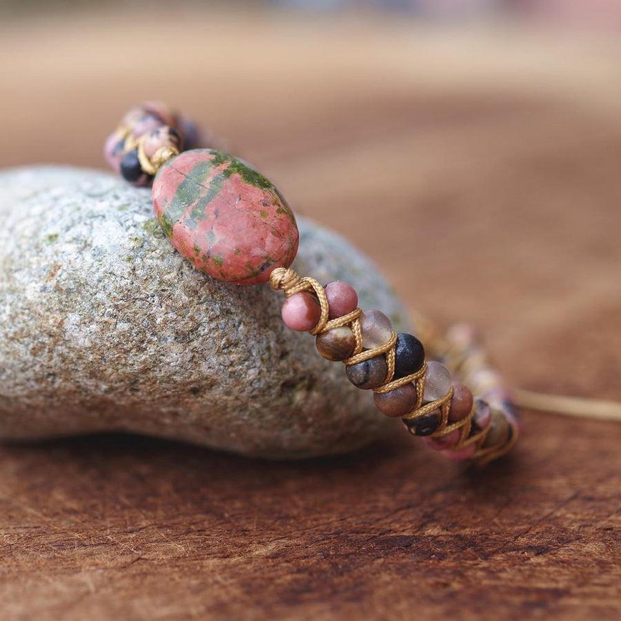Bracelet type Shamballa en Jaspe et Rhodonite