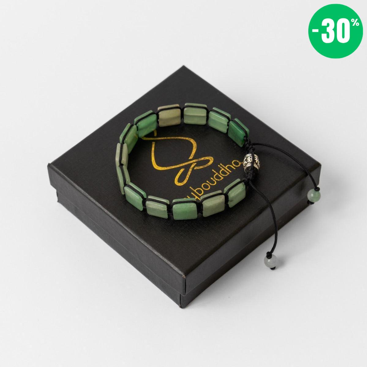 Bracelet type Shamballa en pierres d'Aventurine carrées