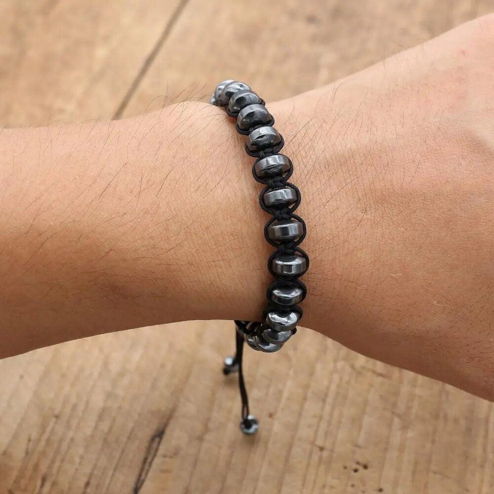 Bracelet unisexe en hématite fait à la main
