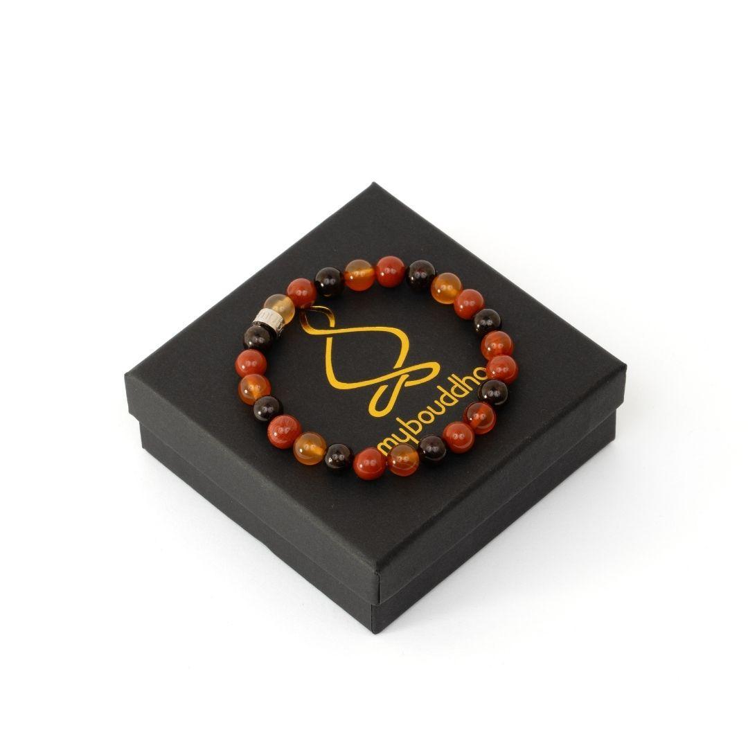 Bracelet « Vitalité & Énergie » en Jaspe Rouge, Cornaline et Grenat