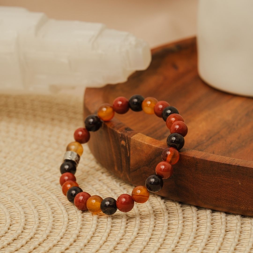 Bracelet « Vitalité & Énergie » en Jaspe Rouge, Cornaline et Grenat