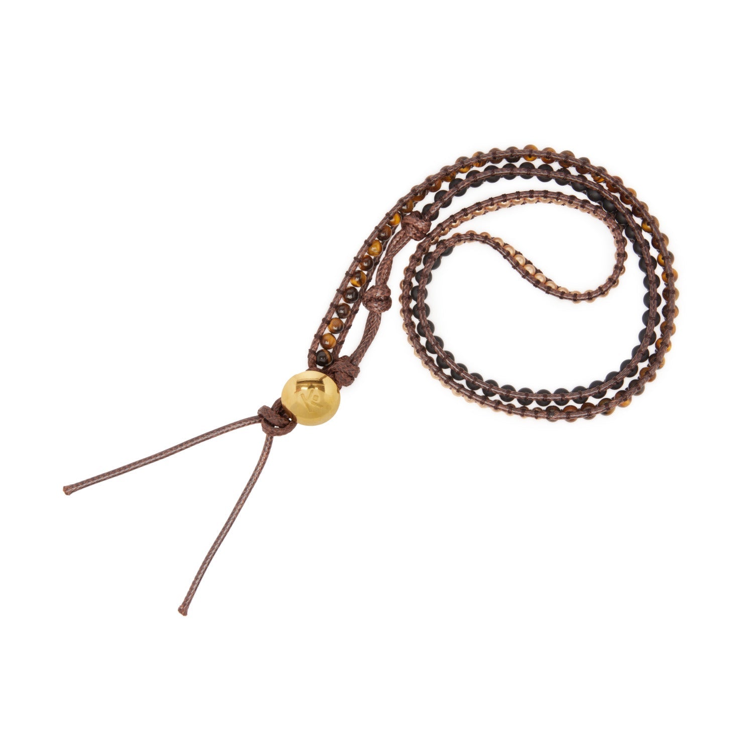 Bracelet Wrap "Confiance en soi" en Oeil de Tigre et Onyx Noir