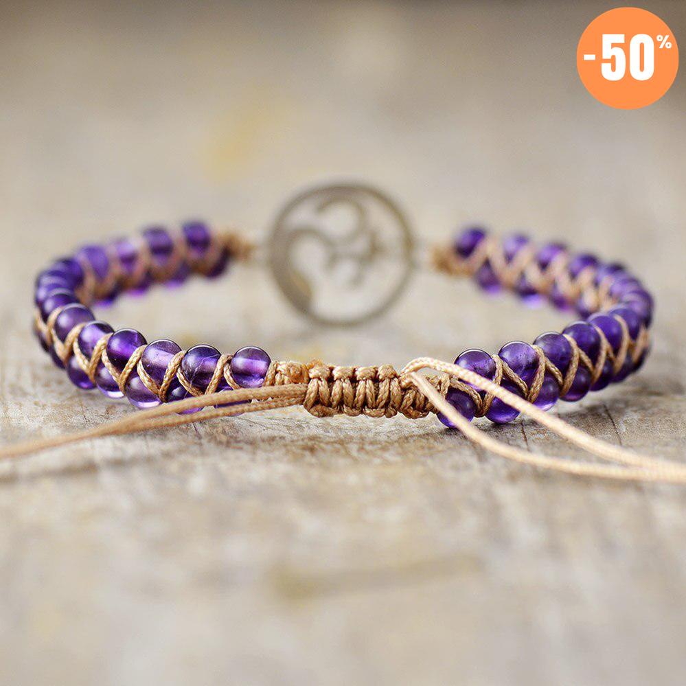 Bracelet zen en Améthyste et son symbole Om
