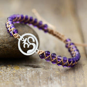 Bracelet zen en Améthyste et son symbole Om