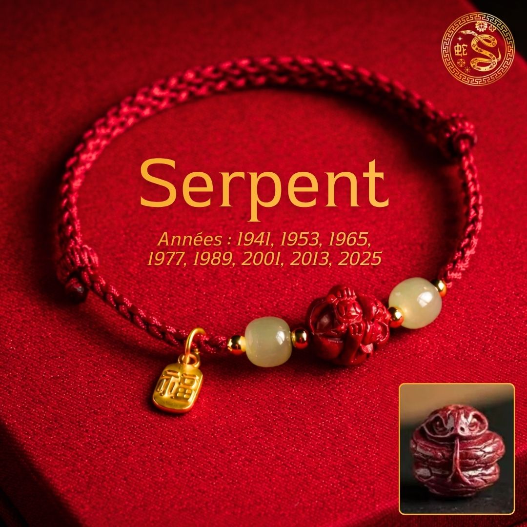 🧧Bracelet Zodiaque Chinois en Jade & Cinnabar
