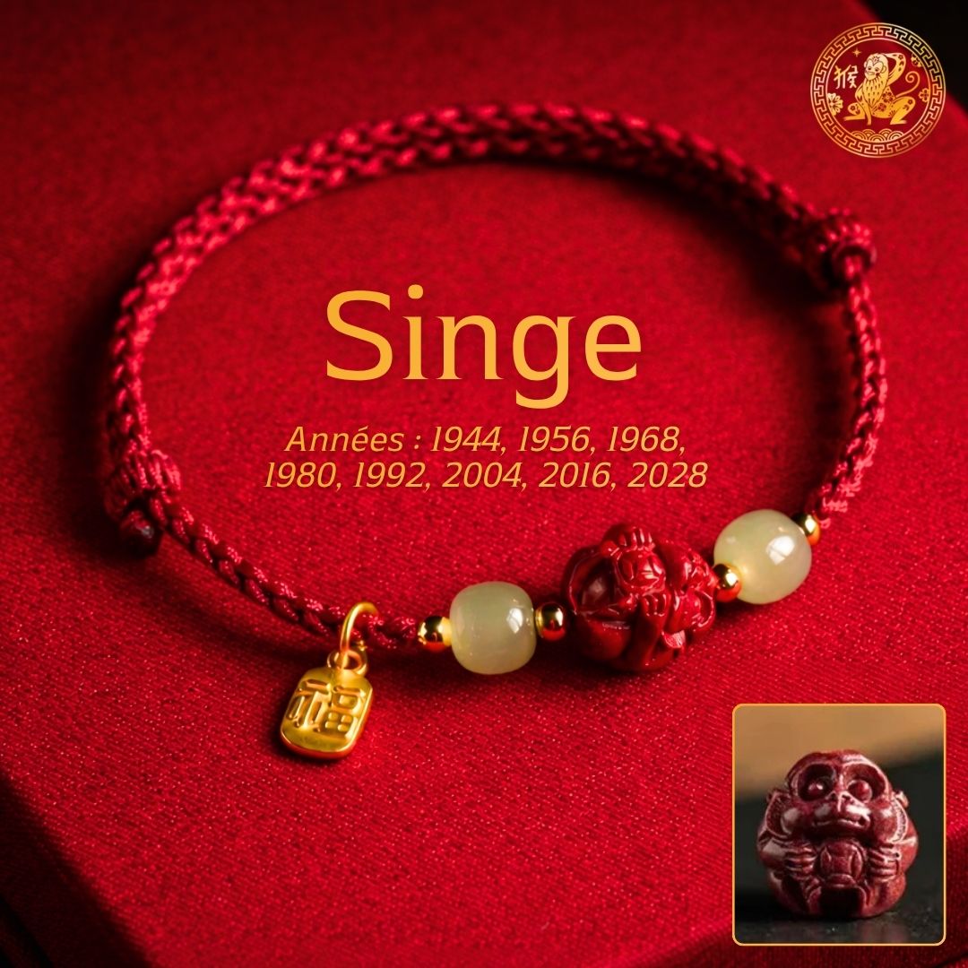 🧧Bracelet Zodiaque Chinois en Jade & Cinnabar