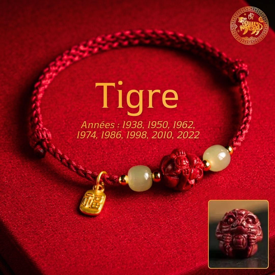 🧧Bracelet Zodiaque Chinois en Jade & Cinnabar