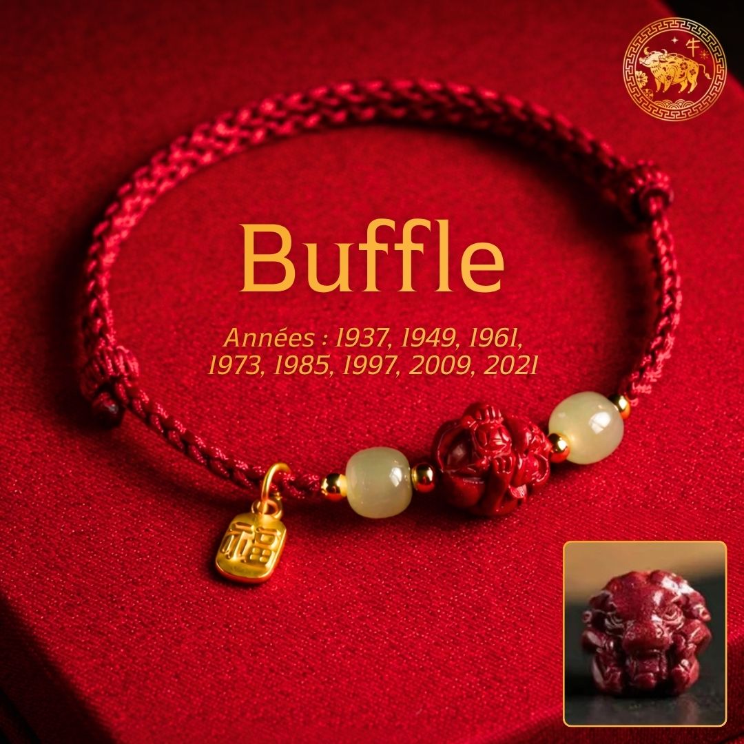 🧧Bracelet Zodiaque Chinois en Jade & Cinnabar
