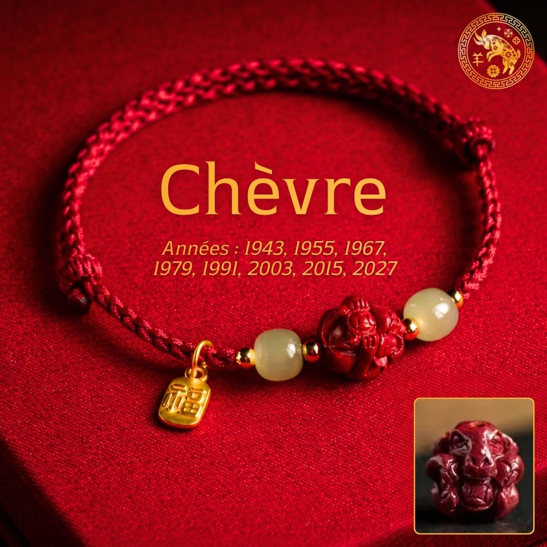 🧧Bracelet Zodiaque Chinois en Jade & Cinnabar