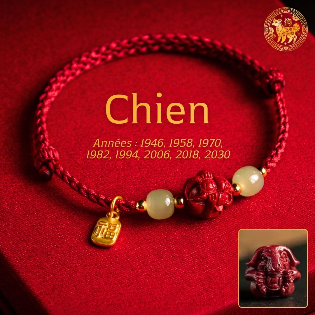 🧧Bracelet Zodiaque Chinois en Jade & Cinnabar
